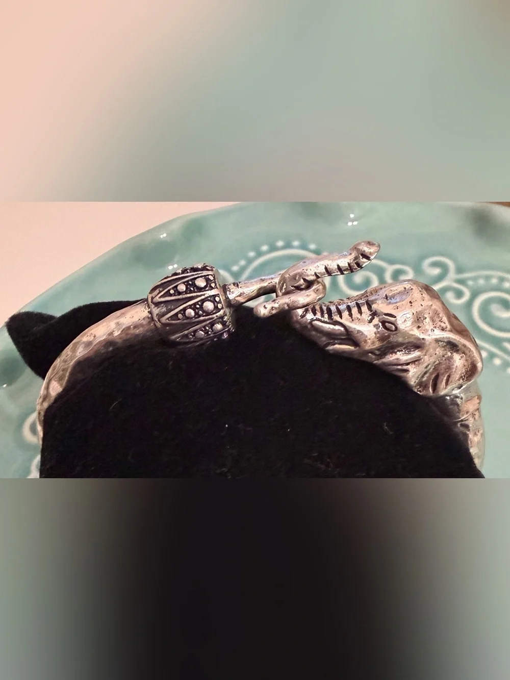 Lucky Brand Silver-Tone Elephant Hinged Bangle Bracelet